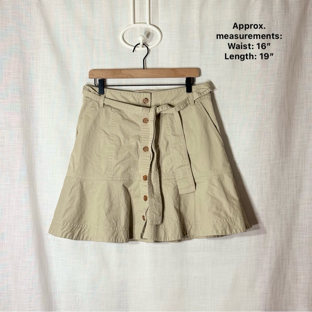 Banana Republic Petite 12 Khaki Button‎ Front Flounce A-Line Casual Skirt